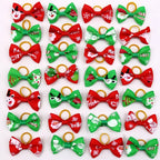 20 Pcs Dog Bows Pet Dog Grooming Accessories Products Handmade Christmas Small Dog Hair Bows Rubber Band Cat Hair Clips Boutique