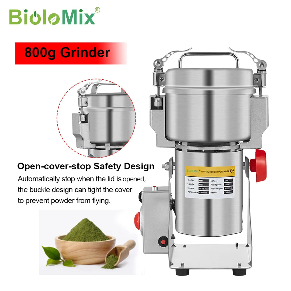 Moedor de Café Elétrico Biolomix 700G/800G – 2500W, Aço Inox, Alta Capacidade
