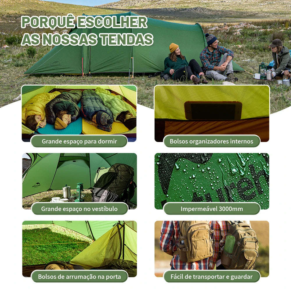 Naturehike Opalus 2 3 4 Tent 2 3 4 Person Hiking Tent 4 Season Tent Ultralight Family Travel Tent 20D Waterproof Camping Tent