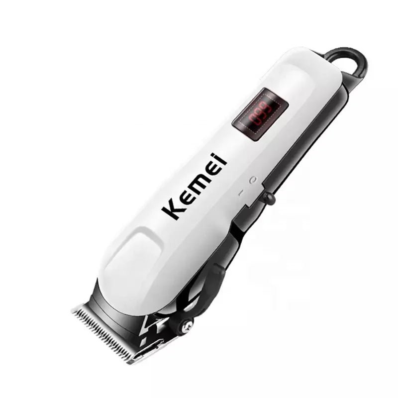 Máquina de Cortar Cabelo Kemei Profissional – Bivolt, Bateria 300 Min, Lâmina Inoxidável, Uso Seco e Molhado