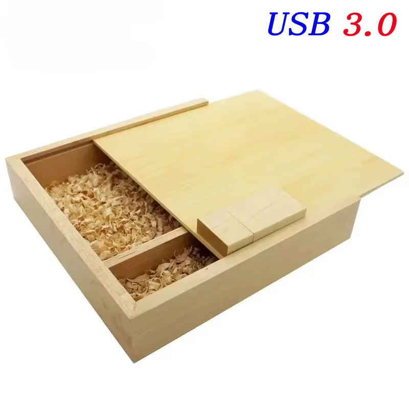 Wood Album Style High Speed USB 3.0 4GB 8GB 16GB Fashion Gift 32GB 64GB USB+BOX Wedding Photography Free Custom LOGO