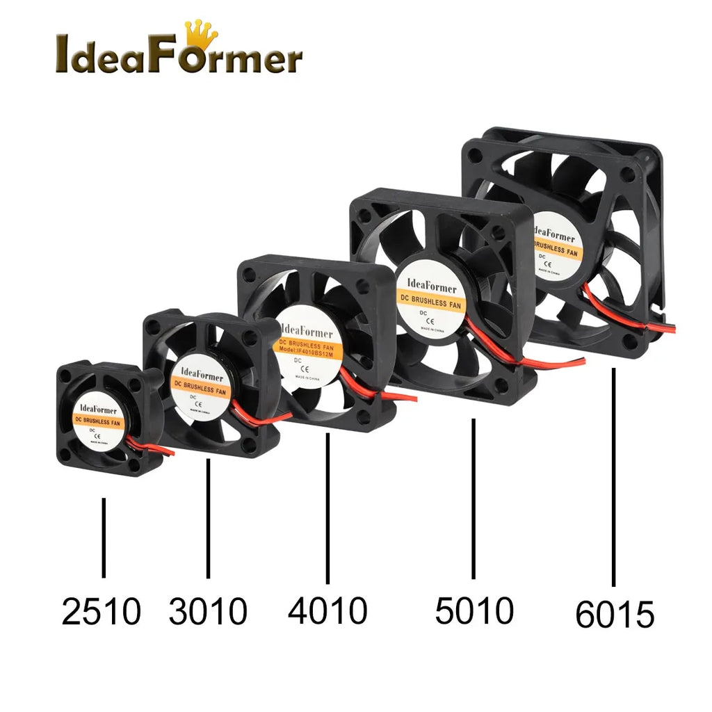 3D Printer Accessories Cooling Fan 5/12/24V 6015/5010/4010/3010/2510mm Fan Cooler Cooling Turbo Brushless Fans With 2Pin XH2.54