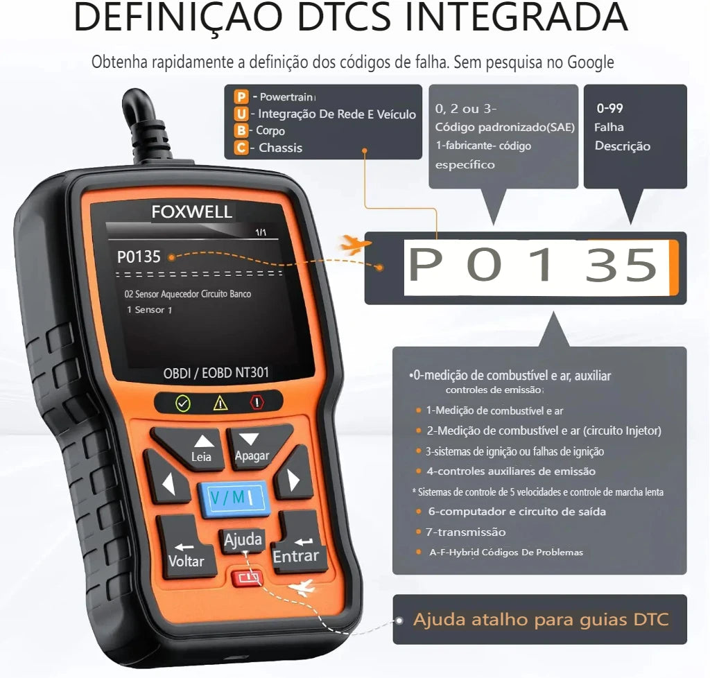 FOXWELL NT301 OBD2 Scanner Check Engine Code Reader Professional ODB2 OBD2 Automotive Scanner Car Diagnostic Tools PK ELM327