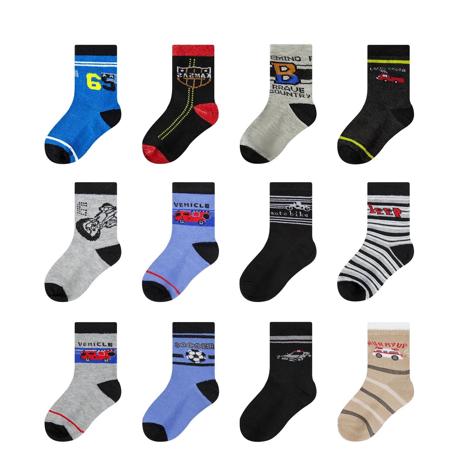 Free Shipping Kit 12 Paired Socks Infant Men Boys Cartoon Comfort and Durability Random