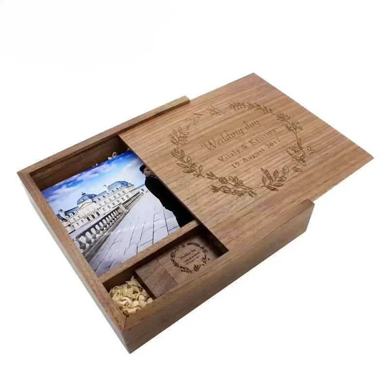 Wood Album Style High Speed USB 3.0 4GB 8GB 16GB Fashion Gift 32GB 64GB USB+BOX Wedding Photography Free Custom LOGO