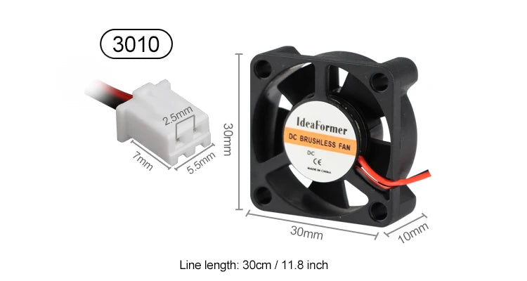 3D Printer Accessories Cooling Fan 5/12/24V 6015/5010/4010/3010/2510mm Fan Cooler Cooling Turbo Brushless Fans With 2Pin XH2.54