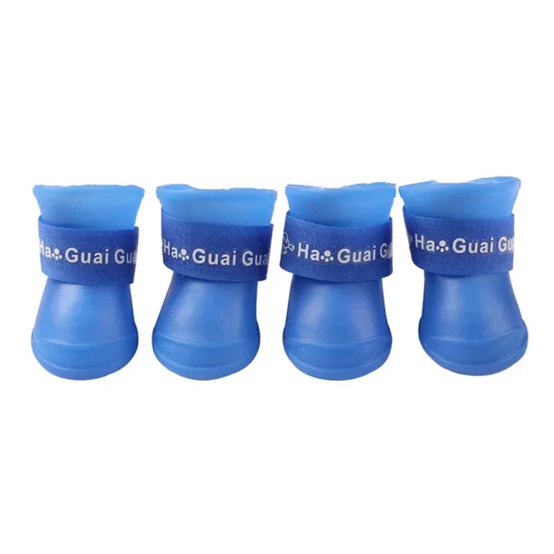 4pcs/lot S/M/L Pet Dog Rain Shoes for Dogs Booties Rubber Portable Anti Slip Waterproof Pet Dog Cat Rain Shoes