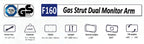 NB NEW F160 gas spring 17"-27"30" Dual Monitor Holder Arm desktop 360 rotate computer holder 2-9KG Monitor bracket USB3.0 port