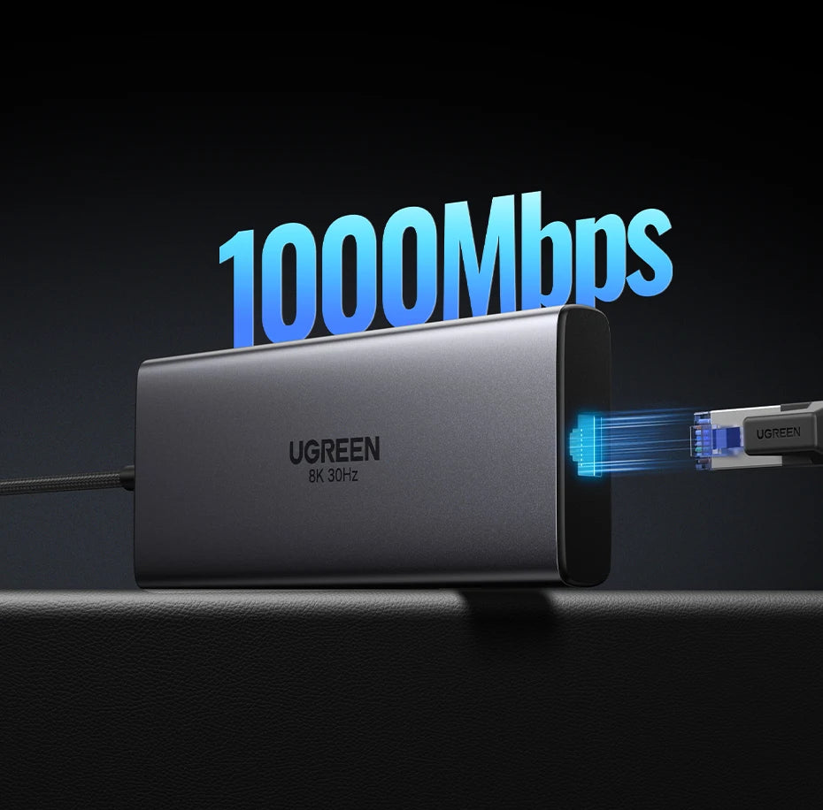 UGREEN Hub USB-C com Dual HDMI 8K/4K – Adaptador 10 em 1 com RJ45, USB 3.0, PD 100W, Dock para MacBook Pro, Air, Notebook – HUB USB