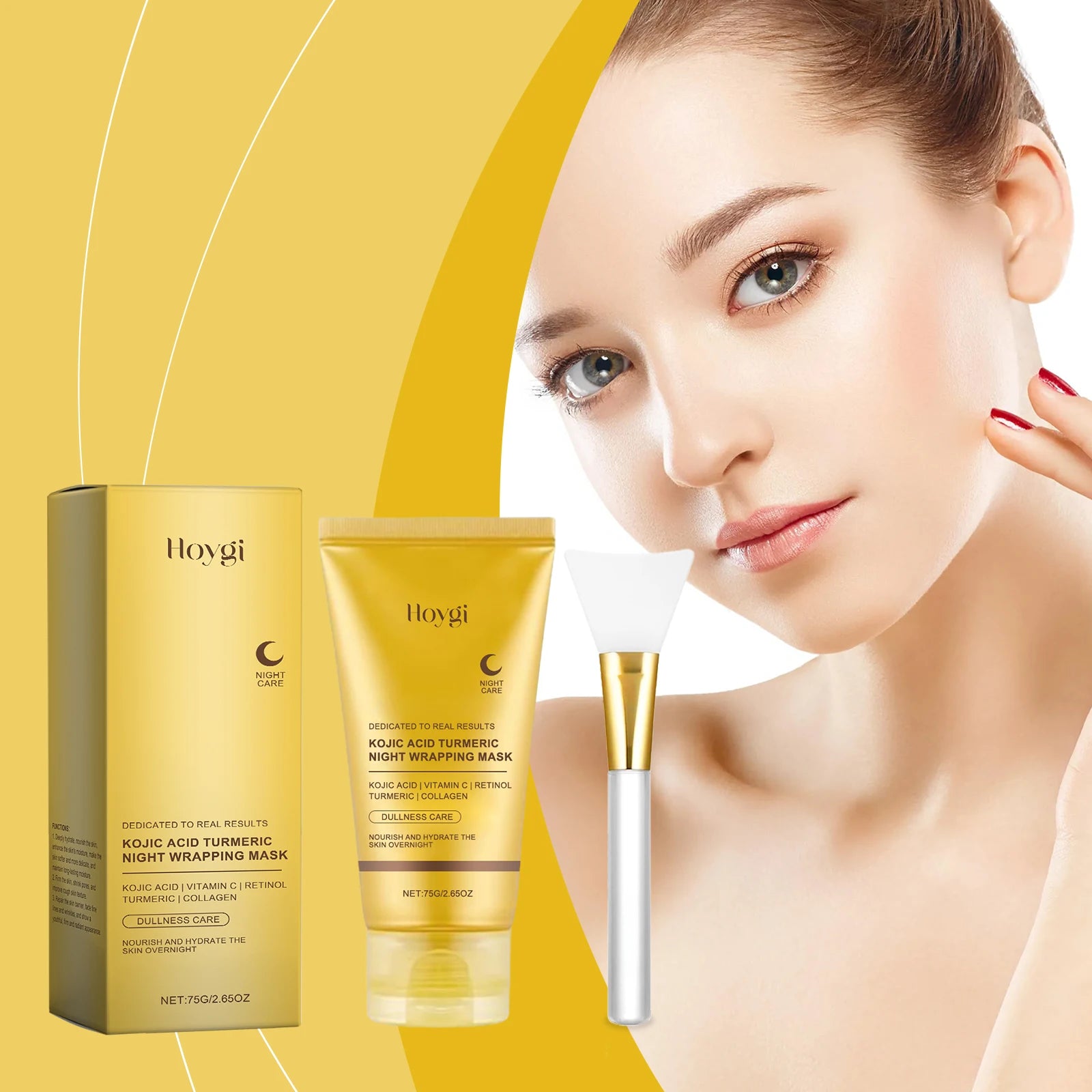 Collagen Peel Off Facial Mask + Kojic Acid Turmeric Overnight Wrapping Mask Anti Aging Nourishes Glowing Skin Peel Off Face Mask