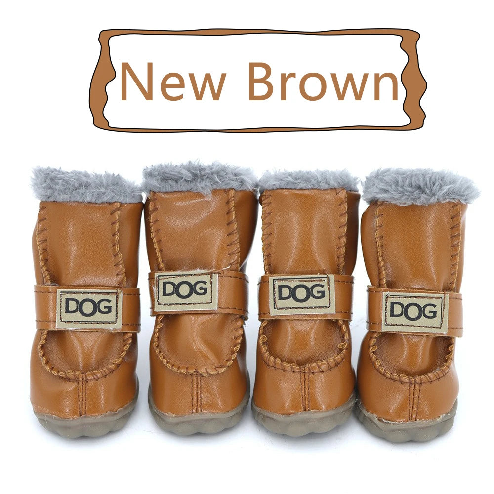 Winter Pet Dog Shoes Warm Snow Boots Waterproof Fur 4Pcs/Set Small Dogs Cotton Non Slip XS For ChiHuaHua Pug Pet Product PETASIA