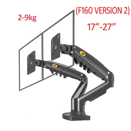 NB NEW F160 gas spring 17"-27"30" Dual Monitor Holder Arm desktop 360 rotate computer holder 2-9KG Monitor bracket USB3.0 port