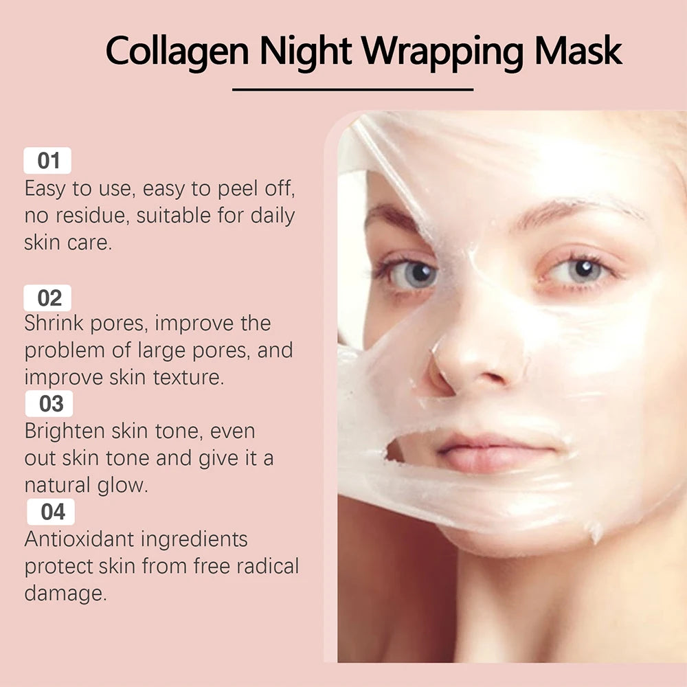 150ml Night Collagen Wrapping Mask Skin Rejuvenation Moisturizing Brightening Korean Face Mask Firming Skin Peel-Off Facial Mask