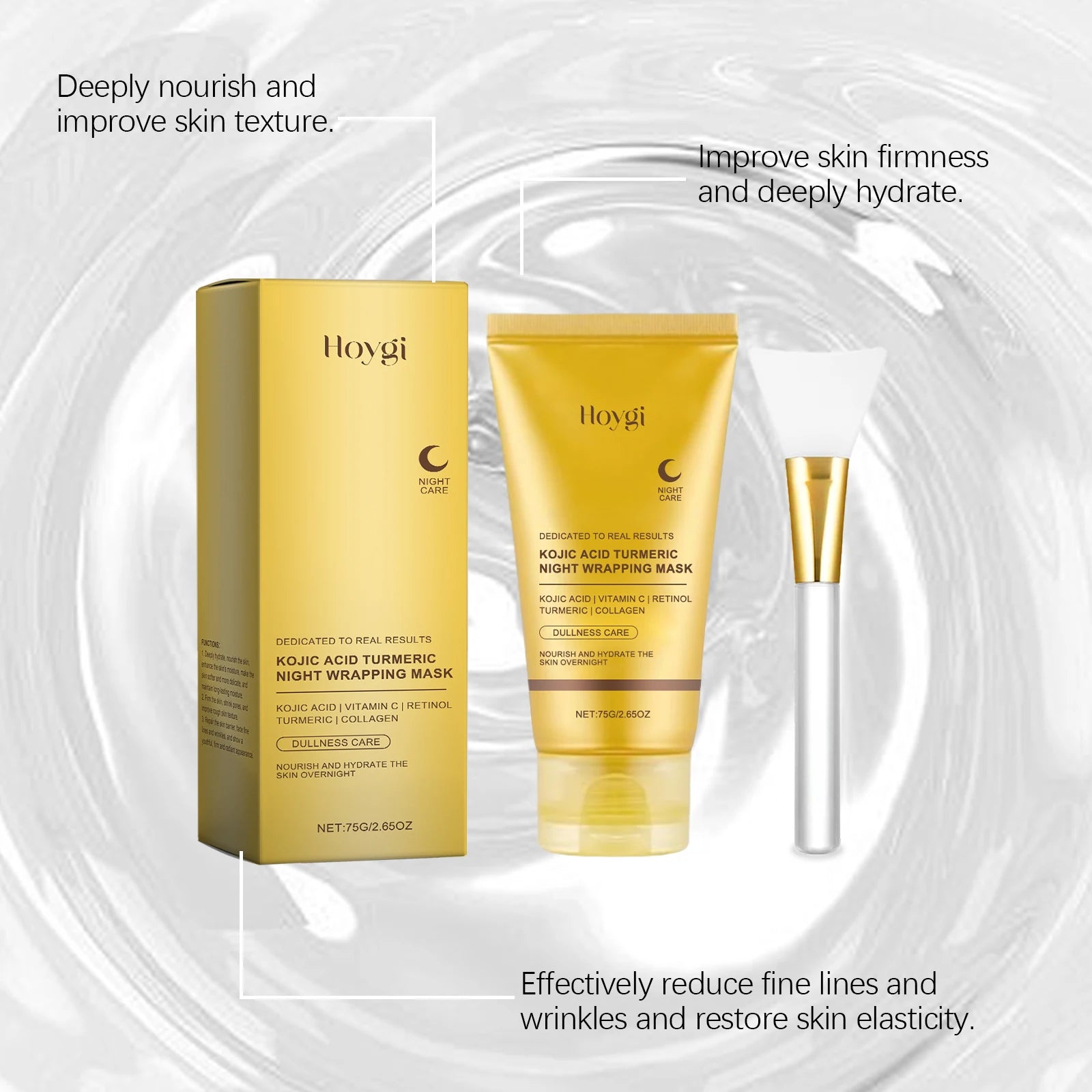 Collagen Peel Off Facial Mask + Kojic Acid Turmeric Overnight Wrapping Mask Anti Aging Nourishes Glowing Skin Peel Off Face Mask