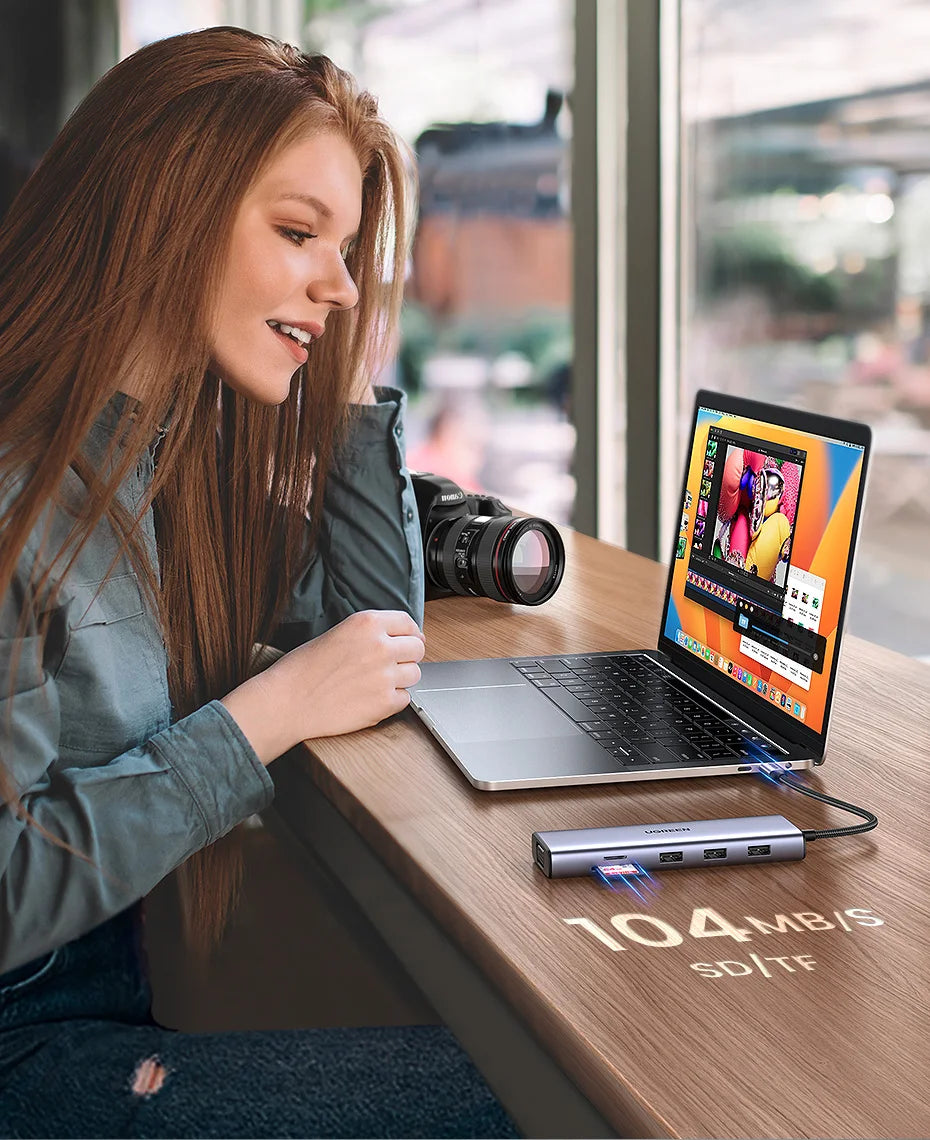 UGREEN Hub USB-C com Dual HDMI 8K/4K – Adaptador 10 em 1 com RJ45, USB 3.0, PD 100W, Dock para MacBook Pro, Air, Notebook – HUB USB