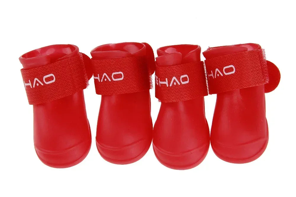 4pcs/lot S/M/L Pet Dog Rain Shoes for Dogs Booties Rubber Portable Anti Slip Waterproof Pet Dog Cat Rain Shoes