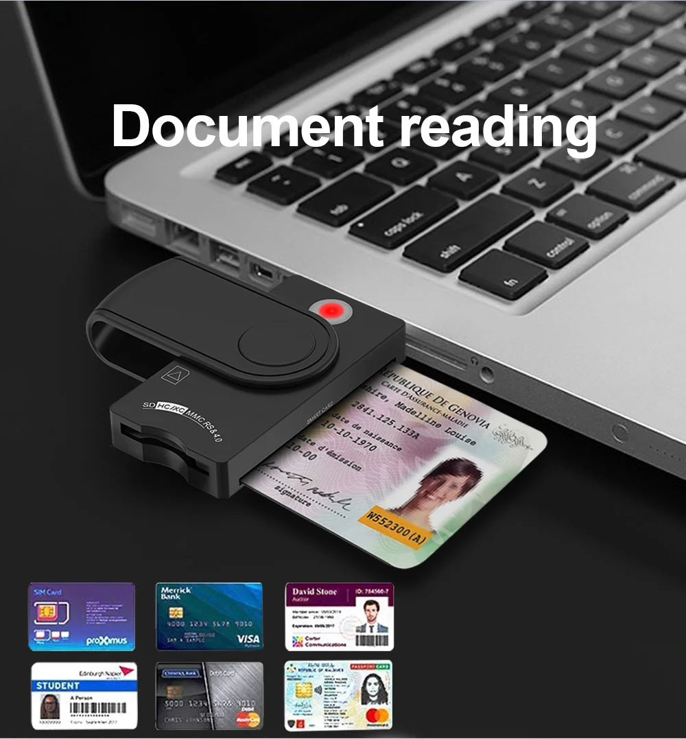 Rocketek USB 2.0 Smart Card Reader micro SD/TF memory ID Bank EMV electronic DNIE dni citizen sim cloner connector adapter