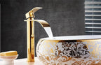Basin Faucet Gold and white Waterfall Faucet Brass Bathroom Faucet Bathroom Basin Faucet Mixer Tap Hot and Cold Sink faucet