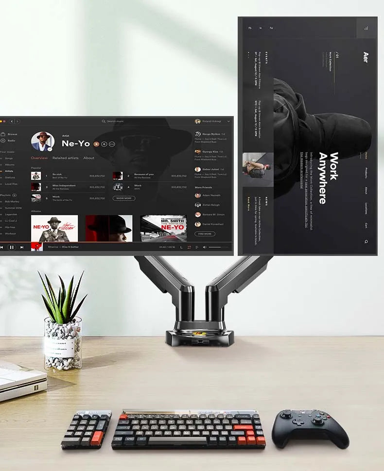 NB NEW F160 gas spring 17"-27"30" Dual Monitor Holder Arm desktop 360 rotate computer holder 2-9KG Monitor bracket USB3.0 port